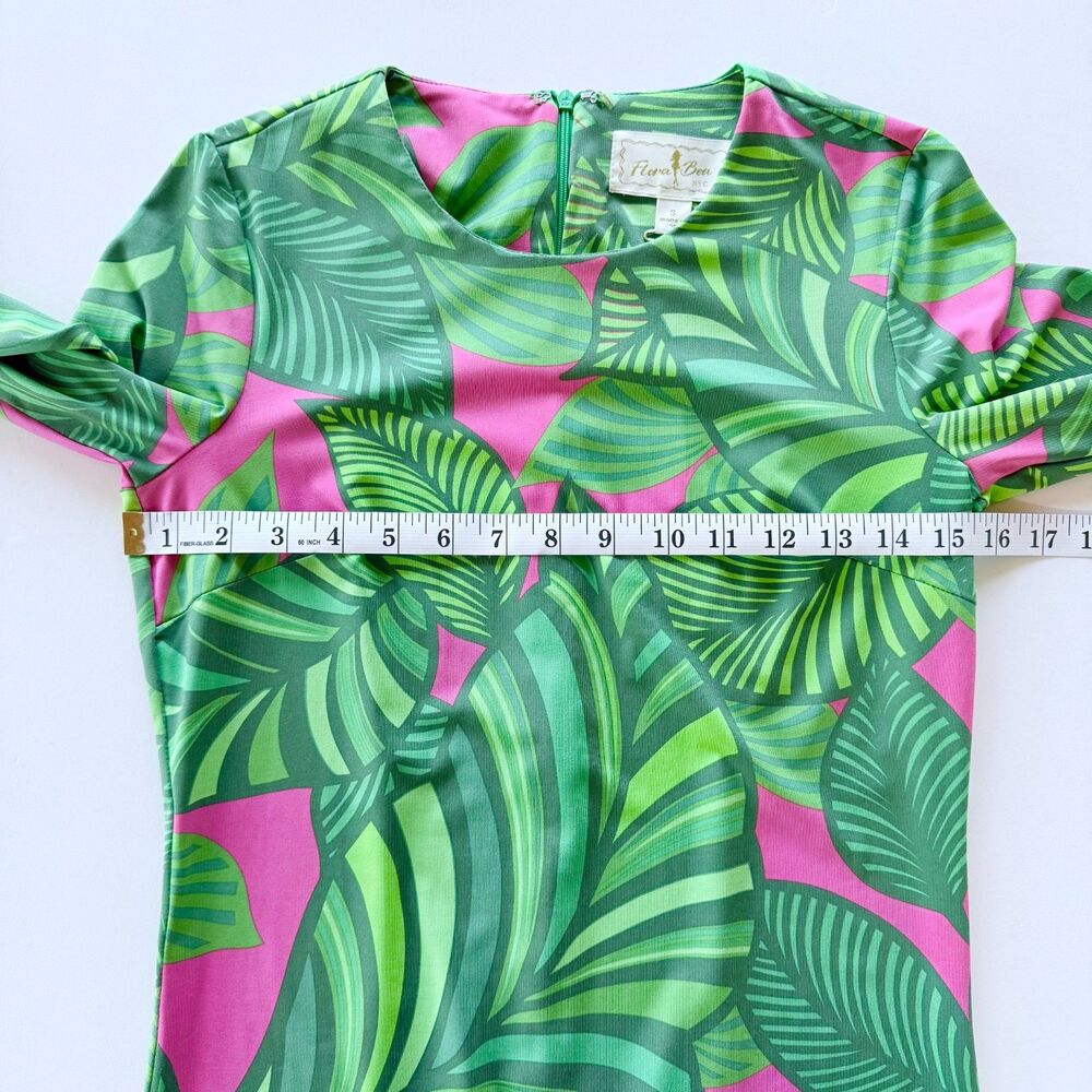 NEW Flora Bea Morgan Long Sleeve Shift Dress in Farm Valley Pink Tropical Size S - Picture 9 of 13